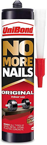 Unibond 2 x No More Nails Original, Heavy-Duty Mounting Adhesive, Strong Glue for Wood, Ceramic, Metal & More, White Instant Grab Adhesive, 1 x 365g Cartridge