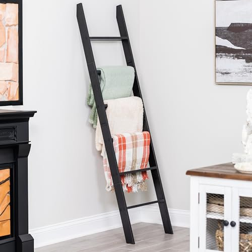 RELODECOR 6-Foot Wall Leaning Blanket Ladder| Laminate Snag Free Construction (Black)
