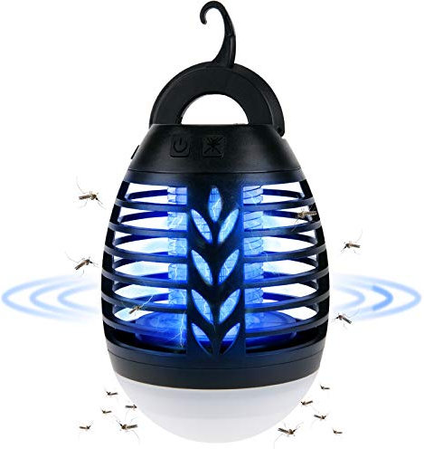 Lampada Antizanzare Esterno Campeggio, 2 in 1 Portatile Lampada Zanzare USB Ricaricabile con 3 Luminosità, Impermeabile Ipx6 Zanzariera Elettrica per Interno Giardino Campeggio Mosche Insetti