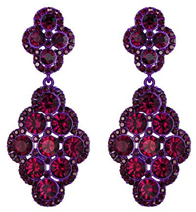 EVER FAITH Pendientes para Mujer Boda Nupcial Rombo Diamante de Imitación Cristal Hueco Araña Colgantes Violeta Tono