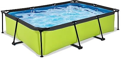 EXIT Toys Lime Pool - 300x200x65cm - Piscina de Marco Rectangular Compacta con Bomba de Filtro de Cartucho - Fácil Acceso - Adecuado para Pequeños - Marco Robusto - Diseño Único - Verde