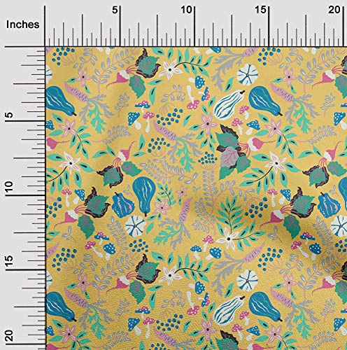 oneOone Georgette Viskose Stoff Blatter Und Bluten Blumen - Gewebe Zum Nahen Gedruckt Craft Meterware 42 Zoll Breit
