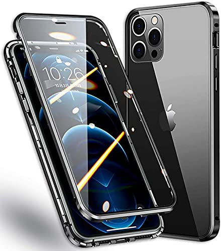 YwuLy 360 Degrés Coque Compatible avec iPhone 11 Magnétique Housse, Antichoc [Protection caméra] Avant et Arrière Verre Trempé Transparent Métal Bumper Shock-Absorption Cover Case - Noir