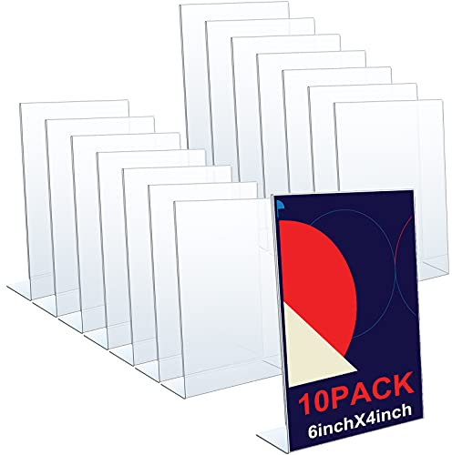 Transparenter abgeschrägter Schilderhalter, 10,2 x 15,2 cm, Acryl, abgeschrägter Ständer, Tisch-Menü-Display-Halter, Flyer-Halter für Restaurants, Hotels, Geschäfte, Büro, Schreibtisch (20)