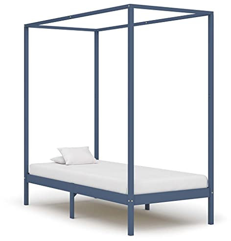 SKM Himmelbett-Gestell Grau Massivholz Kiefer 90 x 200 cm