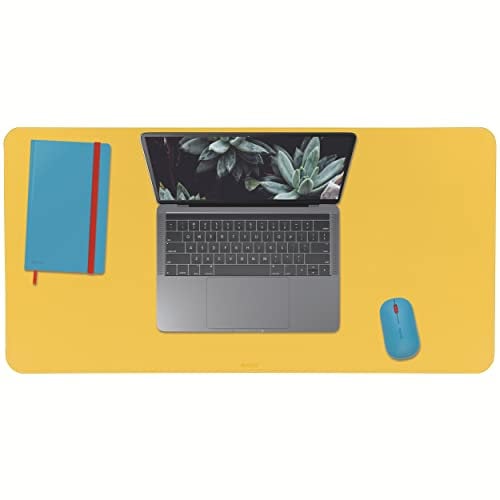 Leitz Schreibtischunterlage, Groß, 80 x 40 cm, Anti-Rutsch-Matte für Laptop, PC, Monitore & Mauspads, Schreibtischschoner & Mauspad, Für Zuhause/das Büro, Cosy Serie, Gelb, 52680019