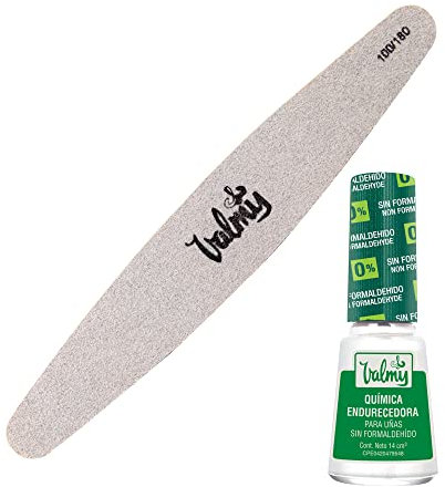 Valmy Química Endurecedora Y Lima Profesional Doble Cara 100/180 Para Uñas Acrílicas Y Naturales