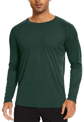 TACVASEN Men's Sun Protection T-Shirt UPF 50+ UV Protection Long Sleeve Tops Work Fishing Swimming Shirt Rash Guard Top Dark Green