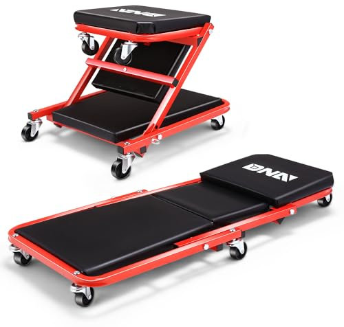 DNA MOTORING TOOLS-00184 91,4 cm, 2-in-1 Rollen, zusammenklappbar, 6 Stück 5,1 cm Rollen, 150 kg Tragkraft, rot