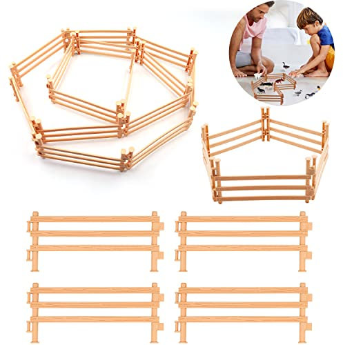 Aohcae Playmobil Zaun, 30 PCS Pferdezaun Spielzeug Holz, Zaun Kinder Bauernhof, Zaun Spielzeug Holz, Pferdezaun Spielzeug