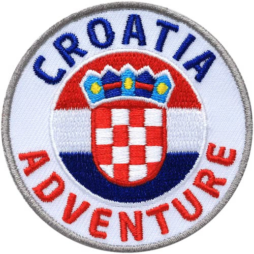 2 x Kroatien rund gestickt 62 mm/Flagge Fahne Wappen Land/Croatia Abenteuer Adventure Flagge Fahne Land/Patch Patches Aufbügler Aufnäher Bügel-Flicken Applikation zum Aufbügeln Aufnähen