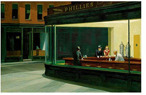 HOLEILUCK Berühmtes Gemälde Edward Hopper Nighthawks Leinwandgemälde Xxxl Drucke Wandkunst für Wohnzimmer Wohnkultur 80x132cm/32x52in Mit Rahmen