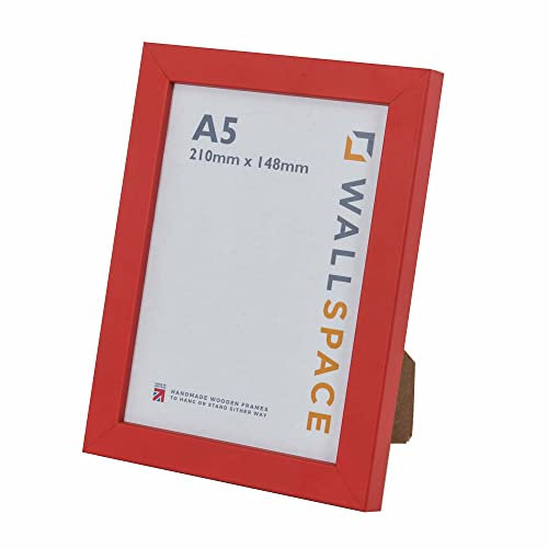 Wall Space A5 Picture Frame - Modern Red Frame With Real Glass and Solid Wood | Perfect for Print or Photo - Made in UK (148 x 210 mm)