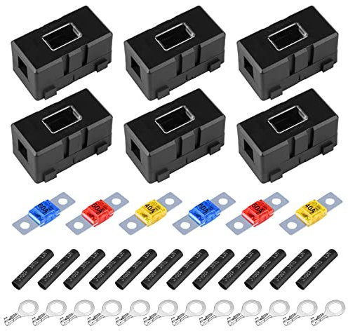 Midi Sicherungshalter, ANS Auto-Sicherungshalter, 6 Stück Kfz-Sicherungshalter und 6 Stück Mega Sicherung 60A, 50A, 40A, ANS Kfz-sicherungshalter für Autos, Lkws, Fahrzeuge