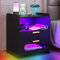 Gurexl Led Nachttisch mit Ladefunktion, 24 Farben Dimmbar Hochglanz Nachtschrank mit USB Type-C, 2 Schubladen Sideboard Automatischer Sensor Schlafzimmer Möbel Schwarz
