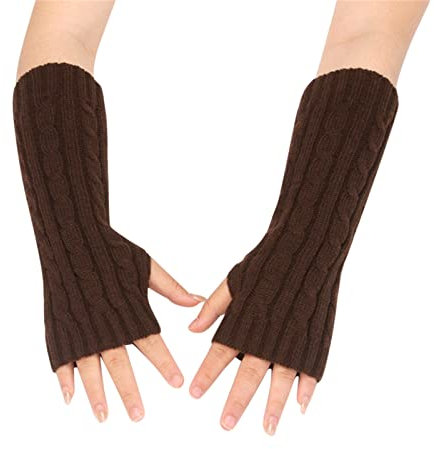 Fingerlose Handschuhe Herren Winter Strickhandschuhe Damen Winter Armstulpen Warm Strick Handschuhe Fingerlose Armstulpen Länge Ärmel Handschuhe Fingerlose gestrickte für Handgelenk mit Daumenloch