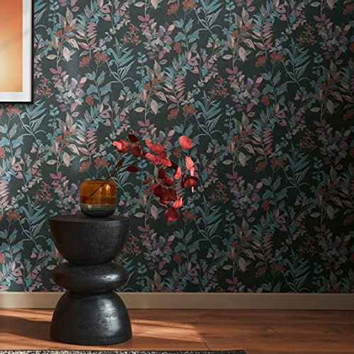 Architects Paper Tapete Floral Bunt Schwarz Blau Orange Beige - Architects Paper Arcade 391711 - Vliestapete Blumen - 10,05 m x 0,53 m Made in Germany