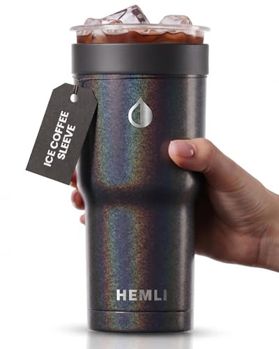 HEMLI Universal Ice Coffee Sleeve Insulator - Insulated Iced Coffee Holder To Go, Insulated Cup Holder for Starbucks Dunkin Donuts McDonalds, Reusable Coffee Sleeve