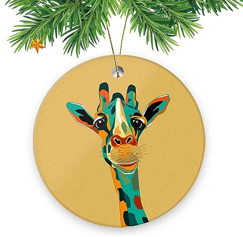 Weihnachtsschmuck für Familie, Girraffe, lustiges Keramik-Andenken, Weihnachtsbaum-Dekoration