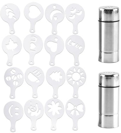 MEMOFYND 2 spargispezie con tappetini da caffè, 16 pezzi, spargisale in acciaio inox, spargisale e pepe rotondo, forato per cucina, picnic, campeggio