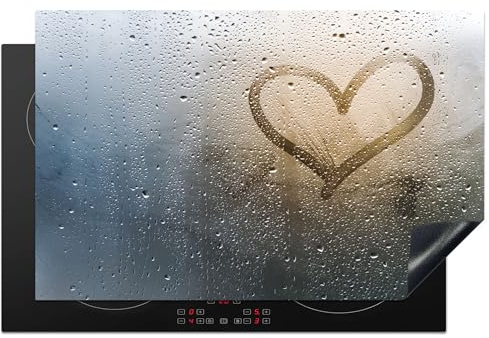 KitchenYeah© Induction Hob Protector Mat Cooker Top Protectors Cover | 20.5x31.5 / 80.2x52.2 cm - Ceramic Covers Electric Hobs Vinyl Heart - Condensation - Water - 3D