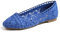 Feversole Round Toe Lace Ballet Crochet Flats,Scarpe comode e Traspiranti da Donna all'Uncinetto Blue 39 EU