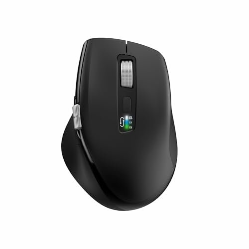 INFINMIND Wireless Computer Bluetooth Mouse with Smart Flying Scroll, Thumb Scroll Ergonomic Mice, Silent 3 Devices Mouse for Windows/Mac OS/Chrome/Linux/Android (Pink)