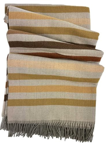Rotfuchs Decke Wolldecke Kuscheldecke Plaid Wohndecke Streifen beige braun 100% Wolle (Merino)