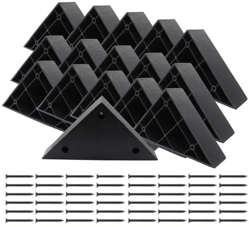 Zorfeter Lot de 16 pieds de canapé triangulaires en plastique avec vis, hauteur de 4,1 cm