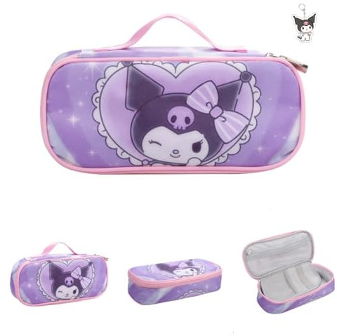 AII Lover Trousse à crayons japonaise Kawaii avec porte-clés, trousse à crayons avec compartiments à fermeture éclair, grande capacité, trousse à cosmétiques, trousse à stylos, cadeau portable., b,
