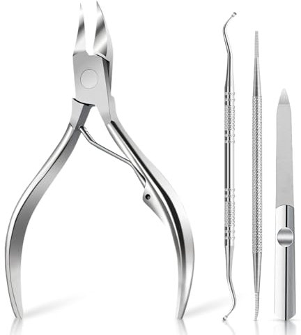 4Pcs Ingrown Toenail Tool, Professional Ingrown Toenail Treatment Corrector Kit, Stainless Steel Toenail Clippers Pedicure Tools for Men Women Seniors