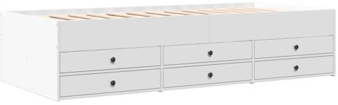 vidaXL Tagesbett, Gästebett mit 6 Schubladen mit Rollen, Schlafsofa für Schlafzimmer, Bettsofa Sofabett Daybed Bett, Weiß 100x200cm Holzwerkstoff