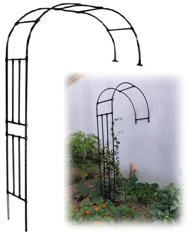 LTSRLL Rosenbogen-Pergola-Gartenlaube Aus Metall – Spannweite 120–280 cm, Höhe 240 cm – Romantische Kletterpflanzen Unterstützen Den Torbogen Rankenbogen(Color:Black-b,Size:150x240cm/4.9x7.9ft)