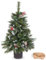 Kleiner Weihnachtsbaum | 3 ft Tisch-Weihnachtsbaum, 6 Tannenzapfen, 6 Beeren, 155 Spitzen (dünner, falscher, glänzender Schnee) | flauschig und realistisch | Weihnachtsstimmung