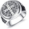 Herren Ring 925 Sterling Silber Saint Benedikt Ring Siegelring Vintage Religiöser Kreuz Fingerring für Männer Damen Schutzpatron Schmuck mit Geschenkebox