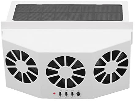 Luqeeg Solarbetriebener Autokühler mit 3 Lüftern, Großer Weitwinkel, Tragbarer Auto-Abluftventilator, Deodorant und Energiesparend, mit Solarstandort Außerhalb des Fensters, Weiß