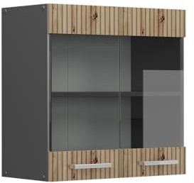 Vicco Meuble de Cuisine Haut vitré R-Line, Chêne Artisan/Anthracite, 60 cm