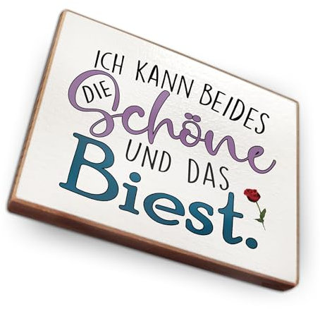 Magnet aus Buchenholz Kühlschrankmagnete mit Sprüchen (Die Schöne und das Biest)