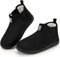 GURGER Hausschuhe Damen Herren Hausstiefel Plüsch Gefüttert Hüttenschuhe Winter Chelsea Boots Warm Geschlossen Pantoffeln Hohe Hüttenstiefel Schwarz Größe 44 45