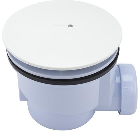Sandy Beach White Shower Waste Premium 90mm, Sleek Shower Tray Waste Trap, and Drain Cover Replacement Solutions - Perfectly Sized, Effortlessly Stylish (White)