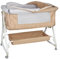 HUOLE 3 in 1 Beistellbett, Reisebett Baby mit Matratze, Babybett 6 Fach höhenverstellbar mit Aufbe, tragbarer Stubenwagen mit Rollen für Baby bis 36 Monaten-92 * 52 * 106-118cm – gebrochenes Weiß