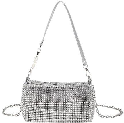 Zonoori Damen Klein Silber Clutch Glitzer Handtasche, Strass Clutch Geldbörsen
