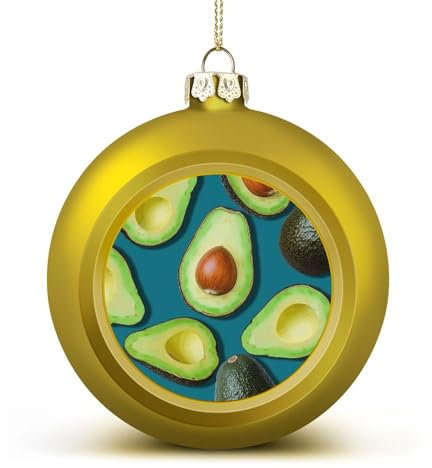 Weihnachtskugel-Ornamente, frische tropische Früchte, Avocado-Druck, dekorative Anhängerkugeln, Weihnachtsbaumkugeln