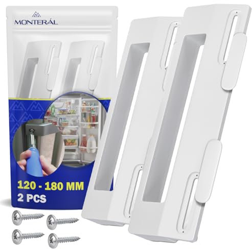 2 Stücke Universal Kühlschrank Türgriff und Gefrierschrank Befestigungslöcher 120-180 mm Länge 200 mm - Set Enthält 4 Kappen und 4 Schrauben - Garantie 10 Jahre - MONTERAL