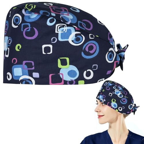 OP Hauben Stoff Krankenschwester,OP Haube Verstellbar,OP Haube mit Schnüren,Op Haube Stoff,Knopf Arbeitskappe,Bedruckte Füllig Turban Hut,Arzt Kopfbedeckung,Baumwolle Staubkappe für Ärzten,Zahnärzten