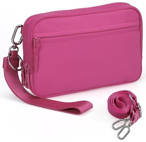 VONAL Pochette da polso, pochette a portafoglio, piccole borse a tracolla, borsa a tracolla per donna da viaggio, Fucsia