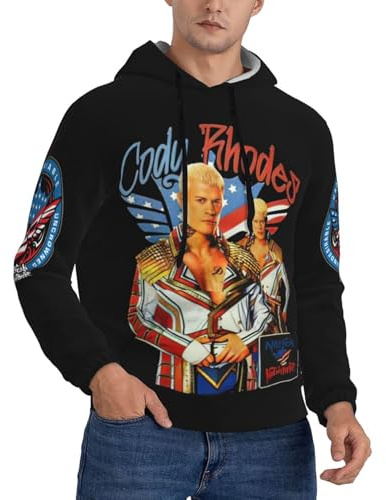 UYETSGDFG Cody Wrestler Rhodes Hoodie für Herren - The American Nightmare Pullover Sweatshirt WWE Superstar Fan Geschenk Casual Pullover Kapuze, Cr-1, XL