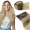 LaaVoo Echthaar Extensions Clip in Balayage Braun Clip Haarverlängerung Extensions Echthaar Dunkelbraun Balayage Mittelbruan mit Blond 7Stücke 135g 50cm #8/18/60