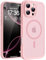TOCOL Coque Magnétique pour iPhone 16 Pro 6,3 Pouces, Compatible avec MagSafe, Protection de l'objectif améliorée, Coque Mat Translucide Fine Antichoc, Rose Clair