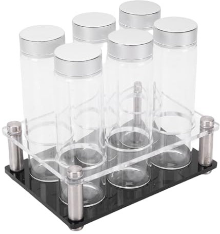 Fabater Coffee Bean Cellars, 6 Tubes Single Dose Coffee Bean Storage Tubes, Glass Vials Espresso Beans Container with Lids & Display Stand, DIY Home Decoration (Large for <50KG Dog